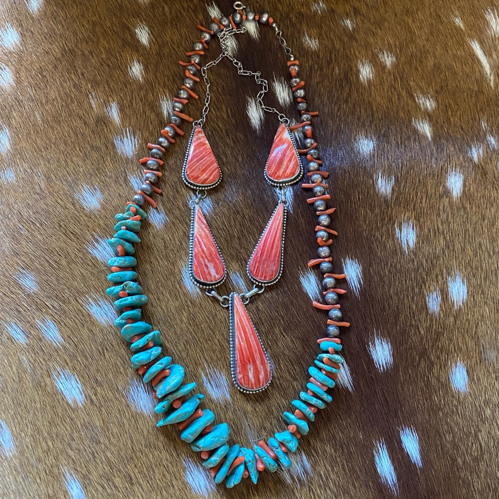 🛑SOLD🛑Sterling Silver & Orange Spiny Necklace 🧡